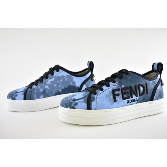 Fendi Rise Tie Dye Blue Black White Platform Logo Low Top Trainer Sneaker 39 - Picture 10 of 12